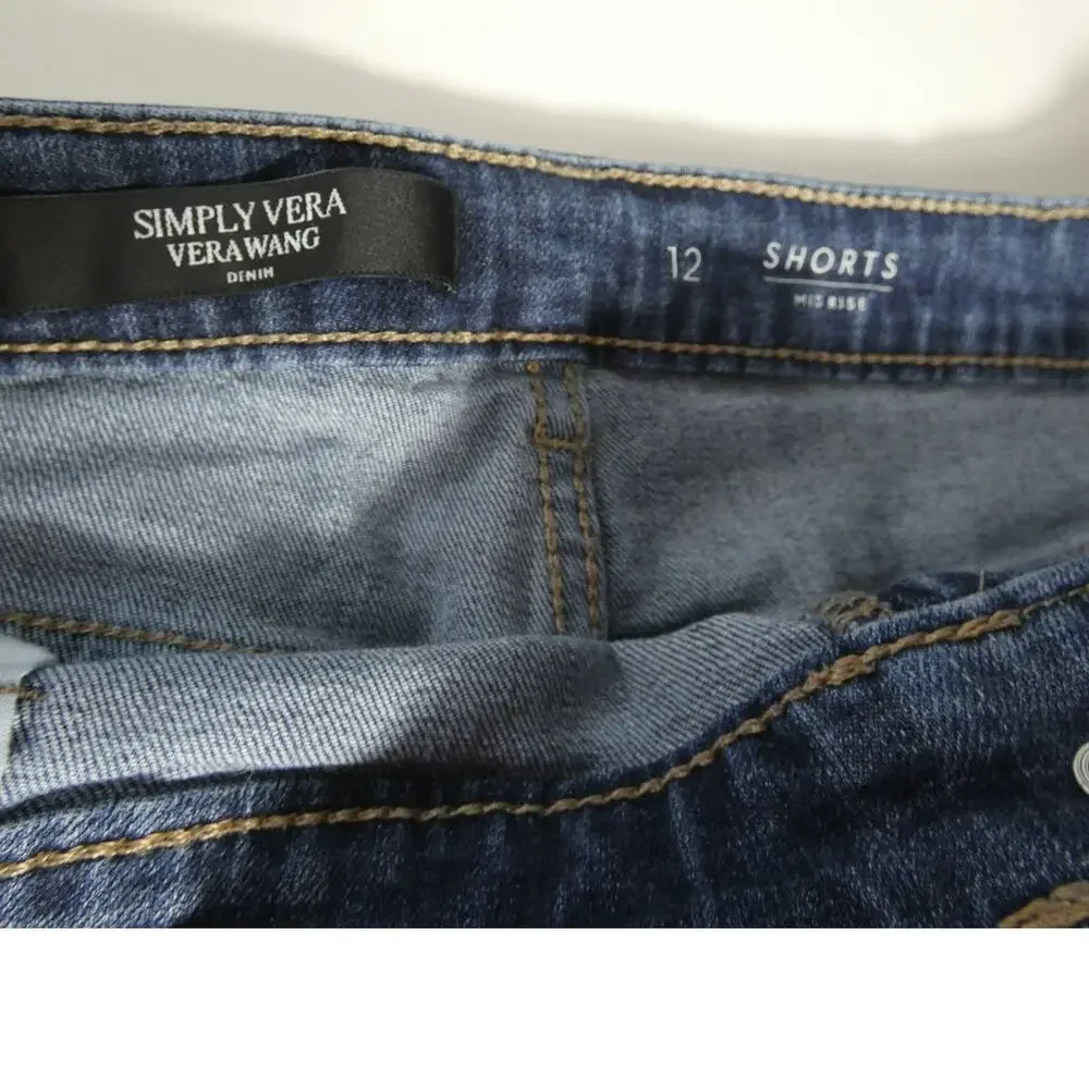 Simply Vera VERAWANG Women's  Denim Mid Rise Shorts Size 12 Casual - Picture 4 of 8